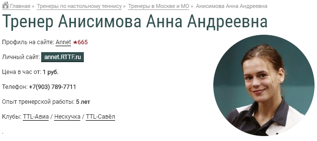 Персональный сайт для тренера на badminton4u.ru