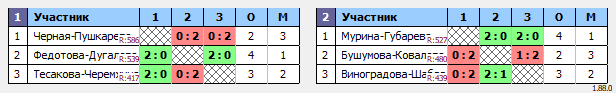 результаты турнира Женские пары DE