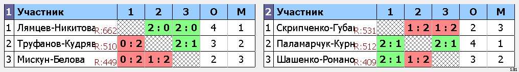 результаты турнира Юбилейный турнир по бадминтону Лямцева Павла 